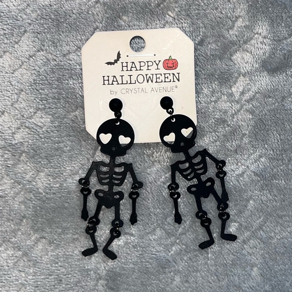 Black Skeleton Halloween Earrings
